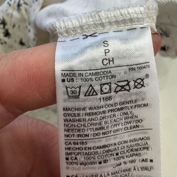 Old Navy Everywear Tank White Black Palm Trees Sleeveless Top Cotton Size Small - Picture 3 of 5